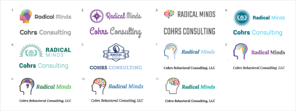 radical minds logo options