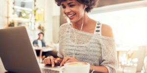 engaged employee working on computer