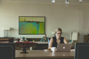 woman working on her laptop