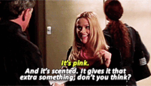 "it's pink. And it's scented. It gives it that extra something, don't you think?"